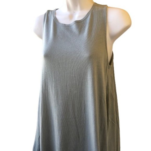 Zara Green T-shirt Tunic Sleeveless Swing Dress Knit Midi Pockets - Picture 11 of 16